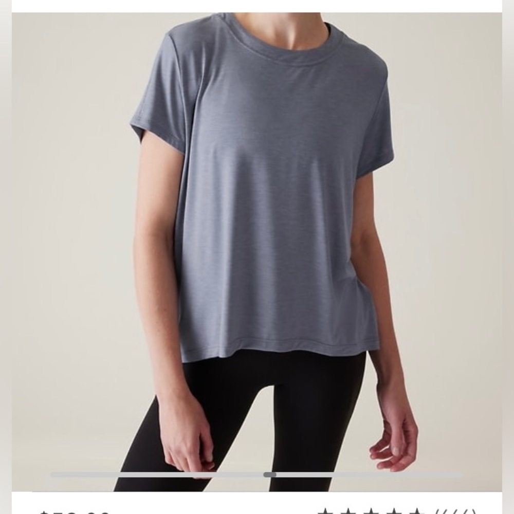 Athleta With Ease Tee in Coastline Blue Heather